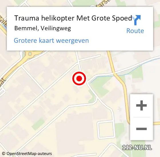 Locatie op kaart van de 112 melding: Trauma helikopter Met Grote Spoed Naar Bemmel, Veilingweg op 16 juli 2024 10:47