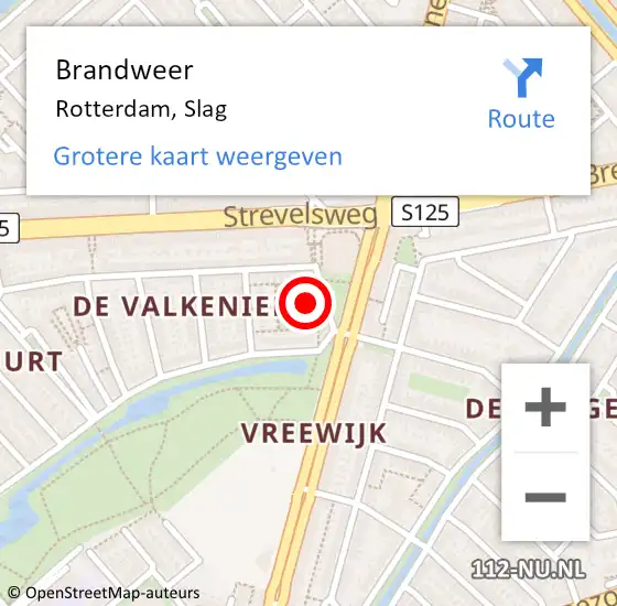 Locatie op kaart van de 112 melding: Brandweer Rotterdam, Slag op 16 juli 2024 10:55