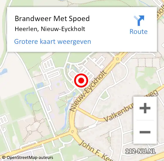 Locatie op kaart van de 112 melding: Brandweer Met Spoed Naar Heerlen, Nieuw-Eyckholt op 16 juli 2024 10:57