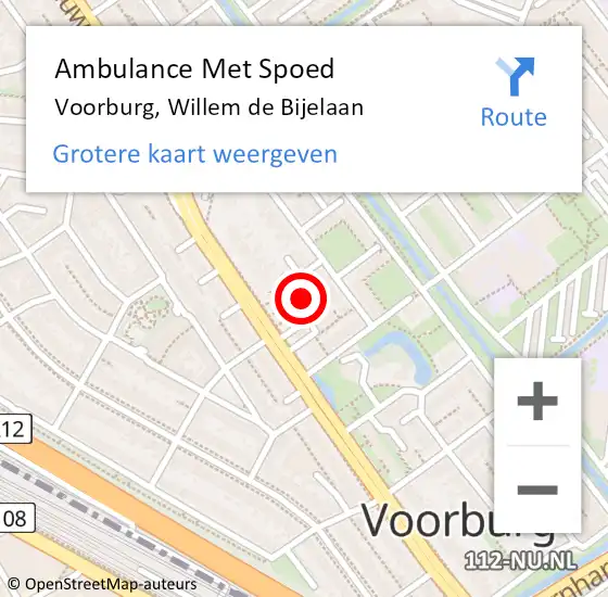 Locatie op kaart van de 112 melding: Ambulance Met Spoed Naar Voorburg, Willem de Bijelaan op 16 juli 2024 11:05