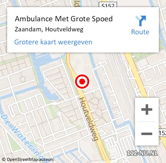 Locatie op kaart van de 112 melding: Ambulance Met Grote Spoed Naar Zaandam, Houtveldweg op 16 juli 2024 11:06