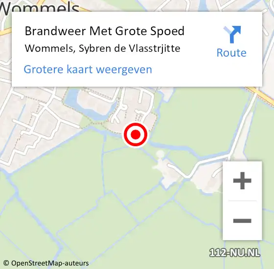 Locatie op kaart van de 112 melding: Brandweer Met Grote Spoed Naar Wommels, Sybren de Vlasstrjitte op 16 juli 2024 11:08