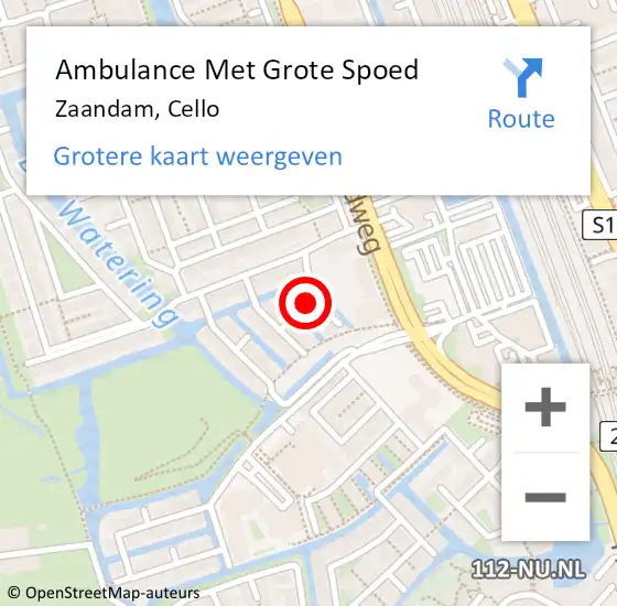 Locatie op kaart van de 112 melding: Ambulance Met Grote Spoed Naar Zaandam, Cello op 16 juli 2024 11:24