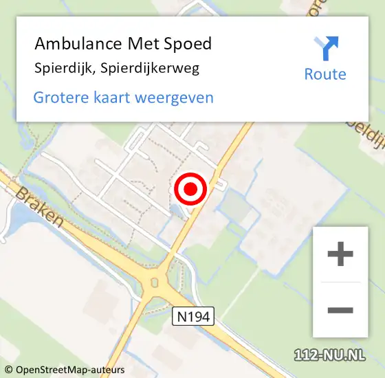 Locatie op kaart van de 112 melding: Ambulance Met Spoed Naar Spierdijk, Spierdijkerweg op 16 juli 2024 11:30