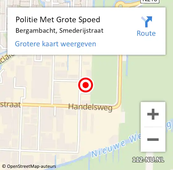 Locatie op kaart van de 112 melding: Politie Met Grote Spoed Naar Bergambacht, Smederijstraat op 16 juli 2024 12:05