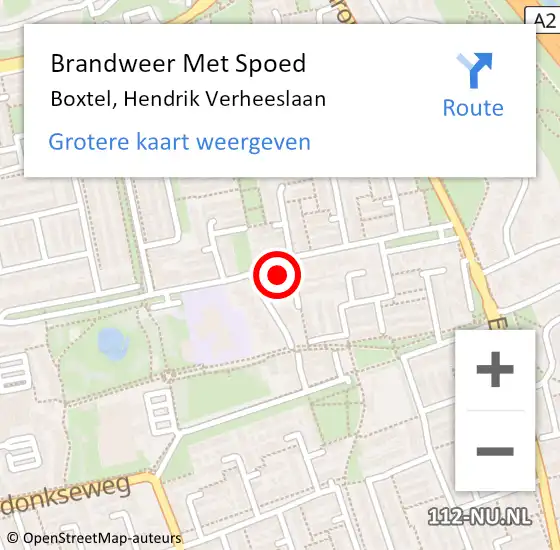 Locatie op kaart van de 112 melding: Brandweer Met Spoed Naar Boxtel, Hendrik Verheeslaan op 16 juli 2024 12:13