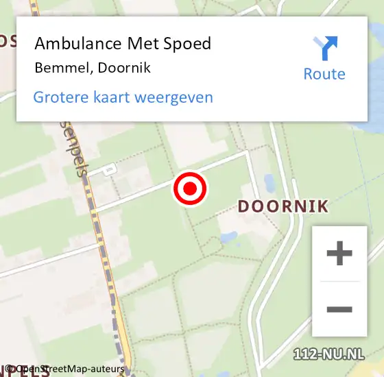 Locatie op kaart van de 112 melding: Ambulance Met Spoed Naar Bemmel, Doornik op 16 juli 2024 12:28