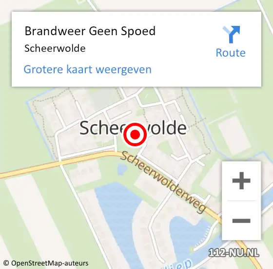 Locatie op kaart van de 112 melding: Brandweer Geen Spoed Naar Scheerwolde op 16 juli 2024 12:28