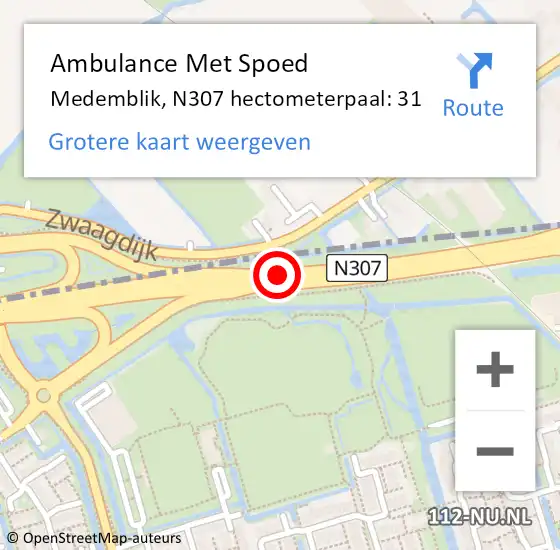 Locatie op kaart van de 112 melding: Ambulance Met Spoed Naar Medemblik, N307 hectometerpaal: 31 op 16 juli 2024 12:40
