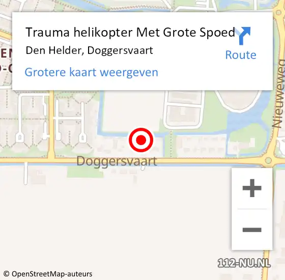 Locatie op kaart van de 112 melding: Trauma helikopter Met Grote Spoed Naar Den Helder, Doggersvaart op 16 juli 2024 12:43