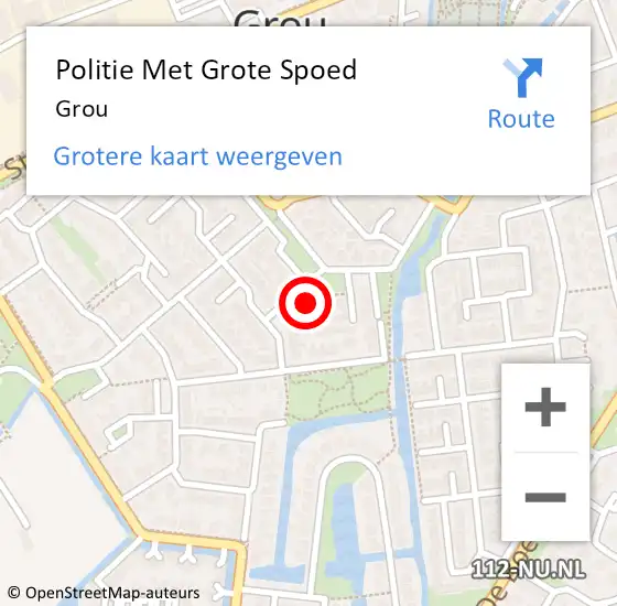 Locatie op kaart van de 112 melding: Politie Met Grote Spoed Naar Grou op 16 juli 2024 12:51