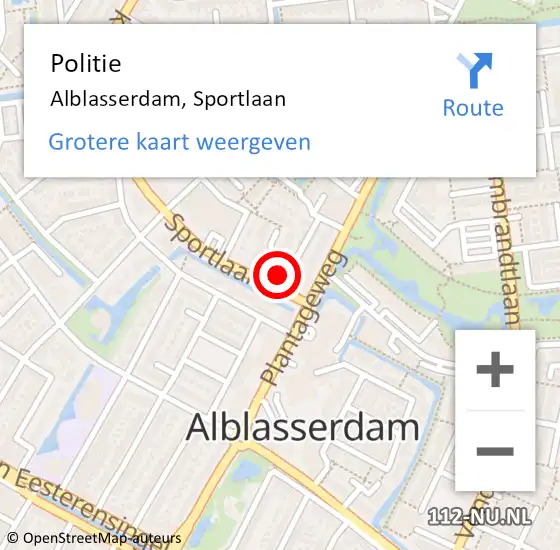 Locatie op kaart van de 112 melding: Politie Alblasserdam, Sportlaan op 16 juli 2024 12:53