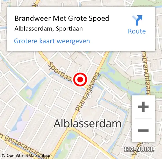 Locatie op kaart van de 112 melding: Brandweer Met Grote Spoed Naar Alblasserdam, Sportlaan op 16 juli 2024 12:53