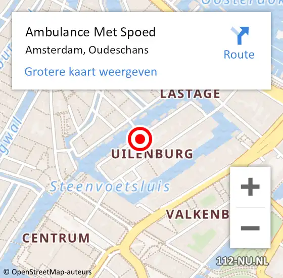 Locatie op kaart van de 112 melding: Ambulance Met Spoed Naar Amsterdam, Oudeschans op 16 juli 2024 12:54