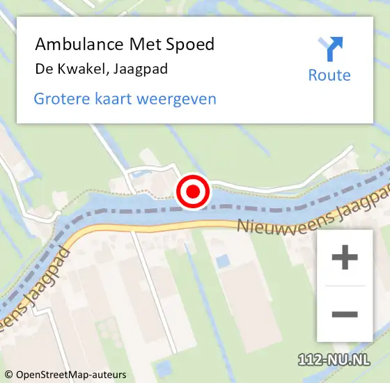 Locatie op kaart van de 112 melding: Ambulance Met Spoed Naar De Kwakel, Jaagpad op 16 juli 2024 12:55