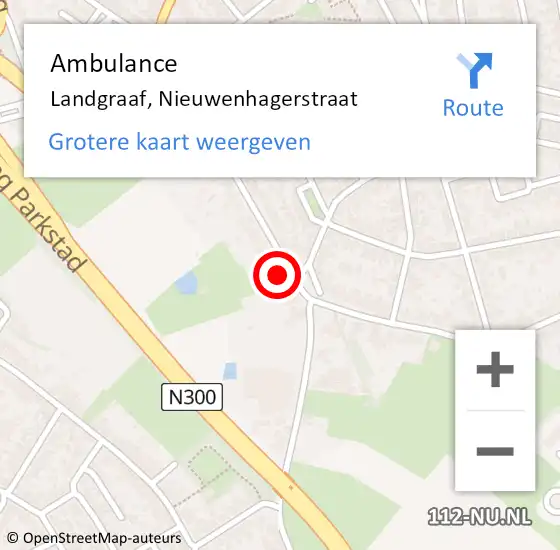 Locatie op kaart van de 112 melding: Ambulance Landgraaf, Nieuwenhagerstraat op 13 oktober 2014 10:54