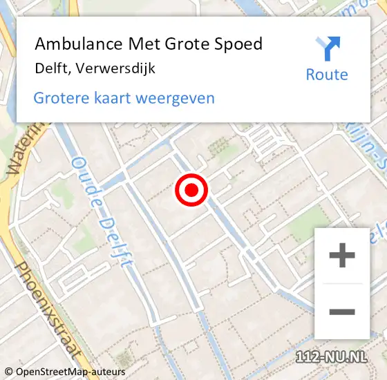 Locatie op kaart van de 112 melding: Ambulance Met Grote Spoed Naar Delft, Verwersdijk op 16 juli 2024 13:06