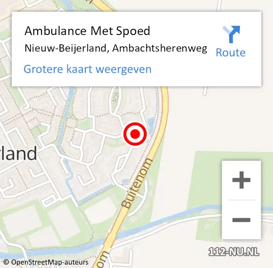 Locatie op kaart van de 112 melding: Ambulance Met Spoed Naar Nieuw-Beijerland, Ambachtsherenweg op 16 juli 2024 13:07