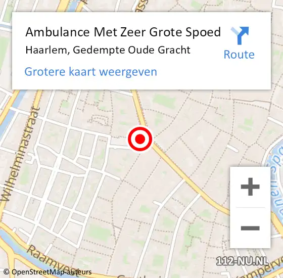 Locatie op kaart van de 112 melding: Ambulance Met Zeer Grote Spoed Naar Haarlem, Gedempte Oude Gracht op 16 juli 2024 13:14