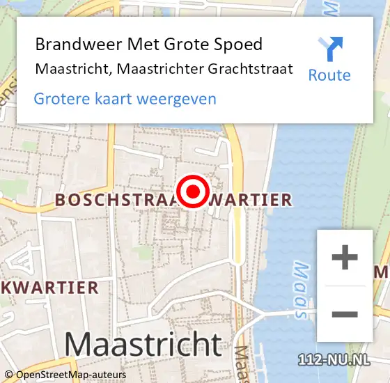 Locatie op kaart van de 112 melding: Brandweer Met Grote Spoed Naar Maastricht, Maastrichter Grachtstraat op 16 juli 2024 13:14