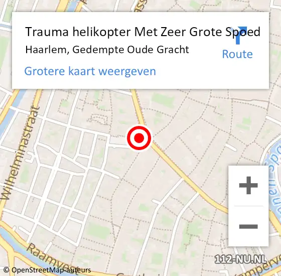 Locatie op kaart van de 112 melding: Trauma helikopter Met Zeer Grote Spoed Naar Haarlem, Gedempte Oude Gracht op 16 juli 2024 13:14