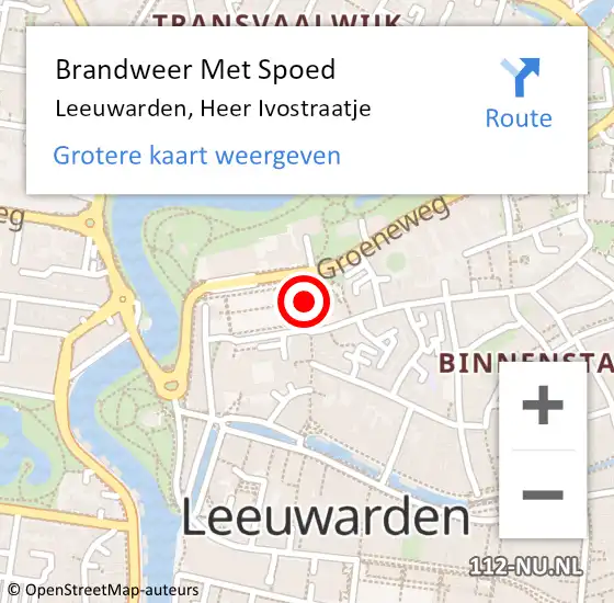 Locatie op kaart van de 112 melding: Brandweer Met Spoed Naar Leeuwarden, Heer Ivostraatje op 16 juli 2024 13:30