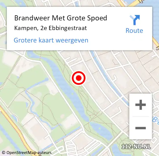 Locatie op kaart van de 112 melding: Brandweer Met Grote Spoed Naar Kampen, 2e Ebbingestraat op 16 juli 2024 13:32