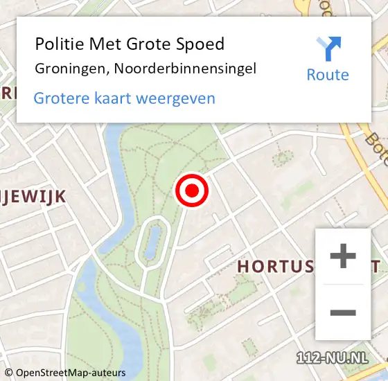 Locatie op kaart van de 112 melding: Politie Met Grote Spoed Naar Groningen, Noorderbinnensingel op 16 juli 2024 13:47