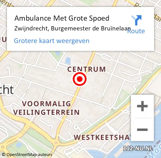 Locatie op kaart van de 112 melding: Ambulance Met Grote Spoed Naar Zwijndrecht, Burgemeester de Bruïnelaan op 16 juli 2024 13:58