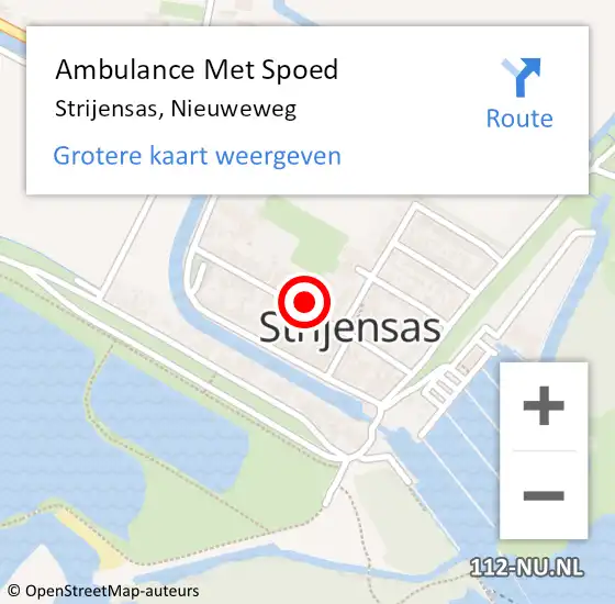 Locatie op kaart van de 112 melding: Ambulance Met Spoed Naar Strijensas, Nieuweweg op 16 juli 2024 14:04