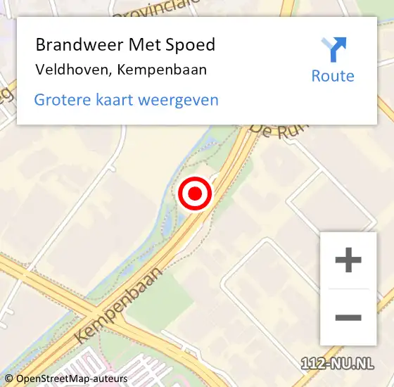 Locatie op kaart van de 112 melding: Brandweer Met Spoed Naar Veldhoven, Kempenbaan op 16 juli 2024 14:25