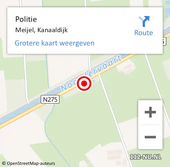 Locatie op kaart van de 112 melding: Politie Meijel, Kanaaldijk op 16 juli 2024 14:45