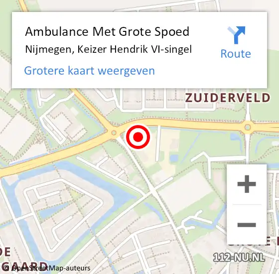 Locatie op kaart van de 112 melding: Ambulance Met Grote Spoed Naar Nijmegen, Keizer Hendrik VI-singel op 16 juli 2024 14:58