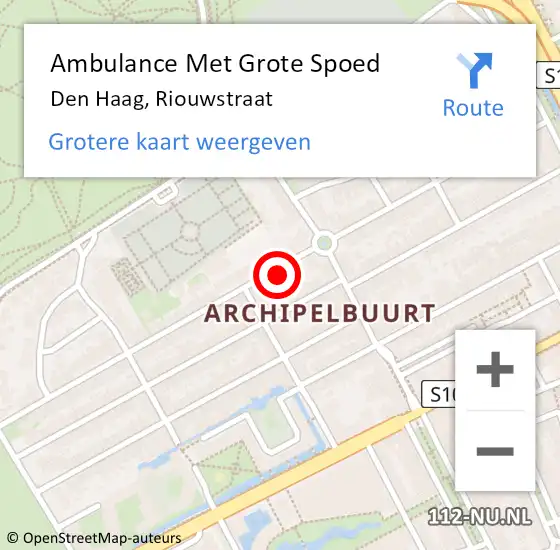 Locatie op kaart van de 112 melding: Ambulance Met Grote Spoed Naar Den Haag, Riouwstraat op 16 juli 2024 15:02