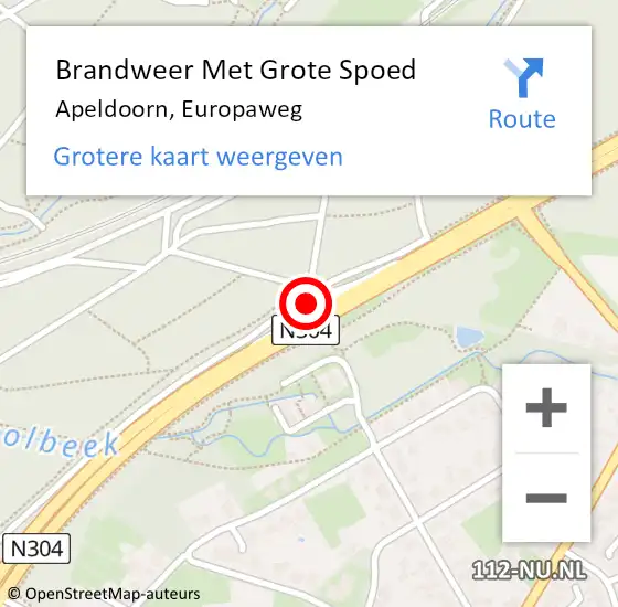 Locatie op kaart van de 112 melding: Brandweer Met Grote Spoed Naar Apeldoorn, Europaweg op 16 juli 2024 15:16