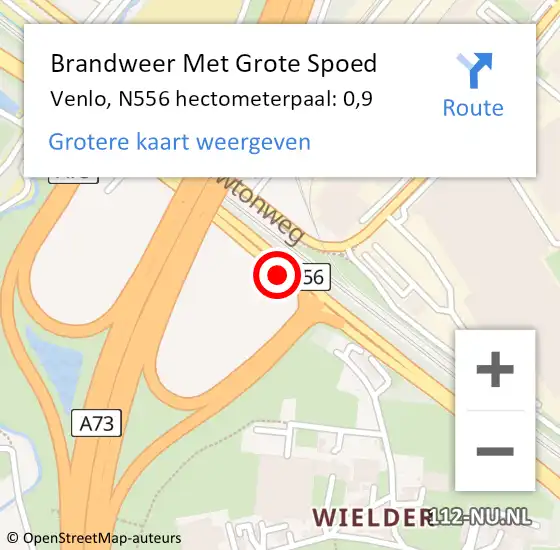 Locatie op kaart van de 112 melding: Brandweer Met Grote Spoed Naar Venlo, N556 hectometerpaal: 0,9 op 16 juli 2024 15:34