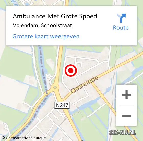 Locatie op kaart van de 112 melding: Ambulance Met Grote Spoed Naar Volendam, Schoolstraat op 16 juli 2024 16:01