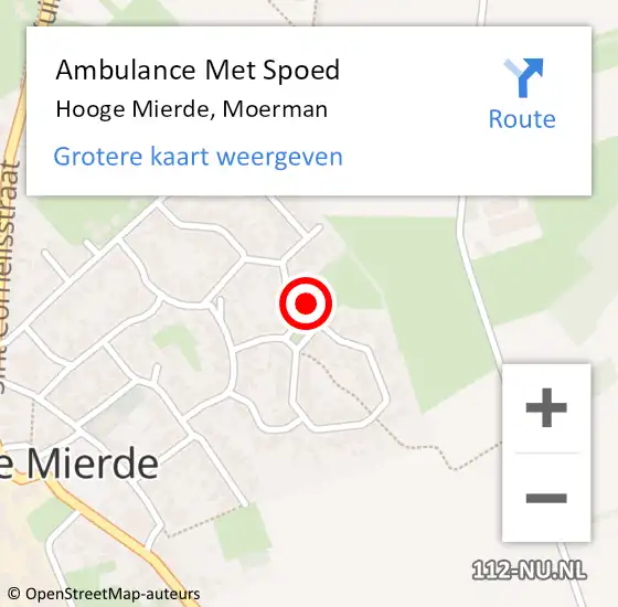 Locatie op kaart van de 112 melding: Ambulance Met Spoed Naar Hooge Mierde, Moerman op 13 oktober 2014 11:19