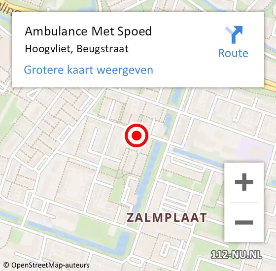 Locatie op kaart van de 112 melding: Ambulance Met Spoed Naar Hoogvliet, Beugstraat op 16 juli 2024 16:08