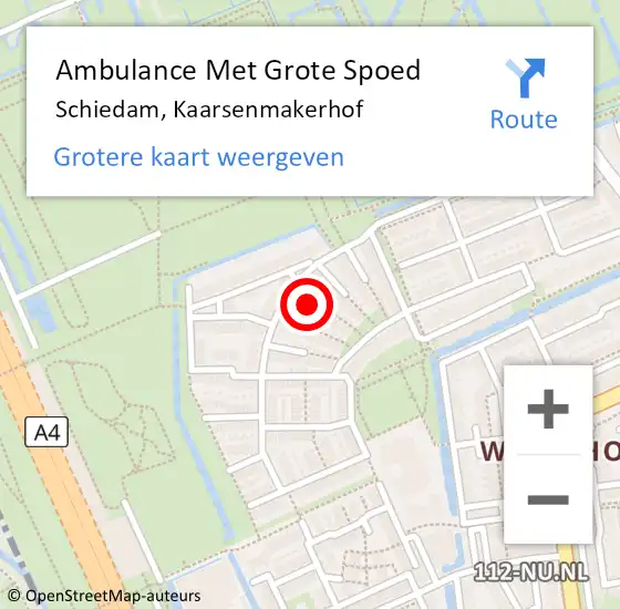 Locatie op kaart van de 112 melding: Ambulance Met Grote Spoed Naar Schiedam, Kaarsenmakerhof op 16 juli 2024 16:16