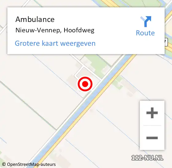 Locatie op kaart van de 112 melding: Ambulance Nieuw-Vennep, Hoofdweg op 16 juli 2024 16:18