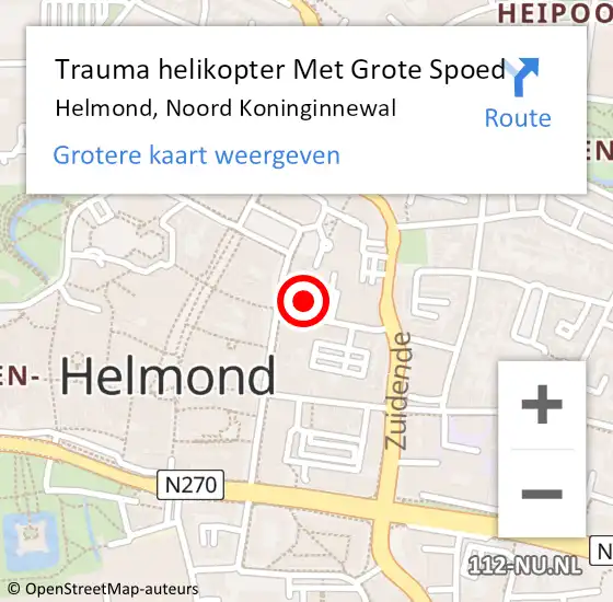 Locatie op kaart van de 112 melding: Trauma helikopter Met Grote Spoed Naar Helmond, Noord Koninginnewal op 16 juli 2024 16:19