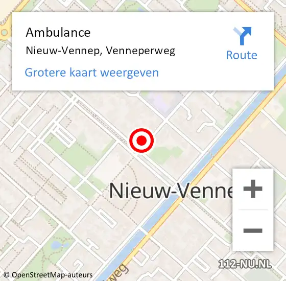 Locatie op kaart van de 112 melding: Ambulance Nieuw-Vennep, Venneperweg op 16 juli 2024 16:22