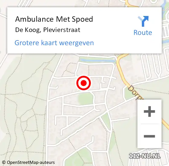 Locatie op kaart van de 112 melding: Ambulance Met Spoed Naar De Koog, Plevierstraat op 16 juli 2024 16:44