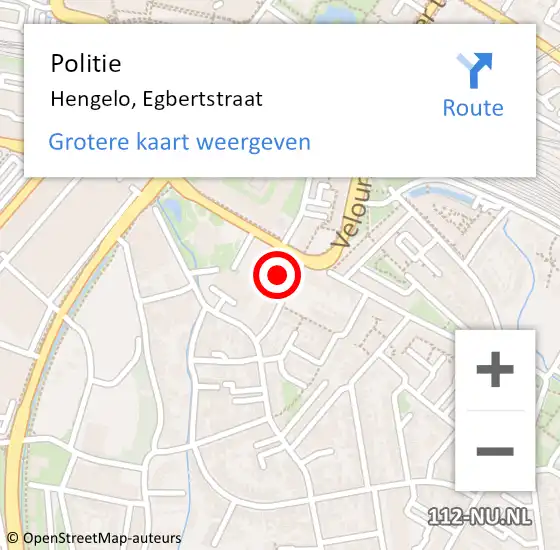 Locatie op kaart van de 112 melding: Politie Hengelo, Egbertstraat op 16 juli 2024 16:48