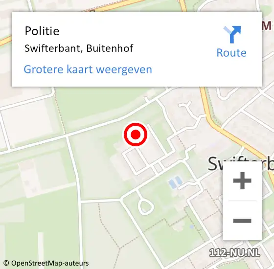 Locatie op kaart van de 112 melding: Politie Swifterbant, Buitenhof op 16 juli 2024 17:04