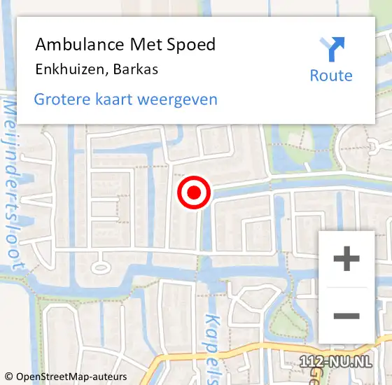 Locatie op kaart van de 112 melding: Ambulance Met Spoed Naar Enkhuizen, Barkas op 16 juli 2024 17:06