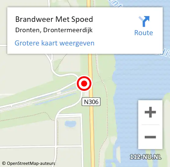 Locatie op kaart van de 112 melding: Brandweer Met Spoed Naar Dronten, Drontermeerdijk op 16 juli 2024 17:06