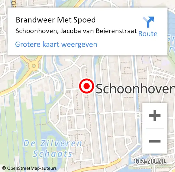 Locatie op kaart van de 112 melding: Brandweer Met Spoed Naar Schoonhoven, Jacoba van Beierenstraat op 16 juli 2024 17:07