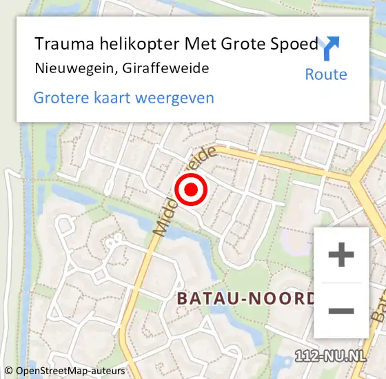 Locatie op kaart van de 112 melding: Trauma helikopter Met Grote Spoed Naar Nieuwegein, Giraffeweide op 16 juli 2024 17:11